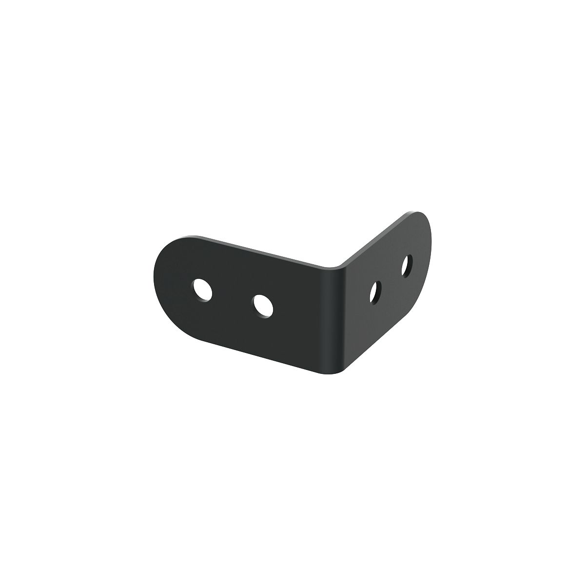 Soporte en L, 4 agujeros, fabricado en acero de 1.2mm y acabado en zinc y negro