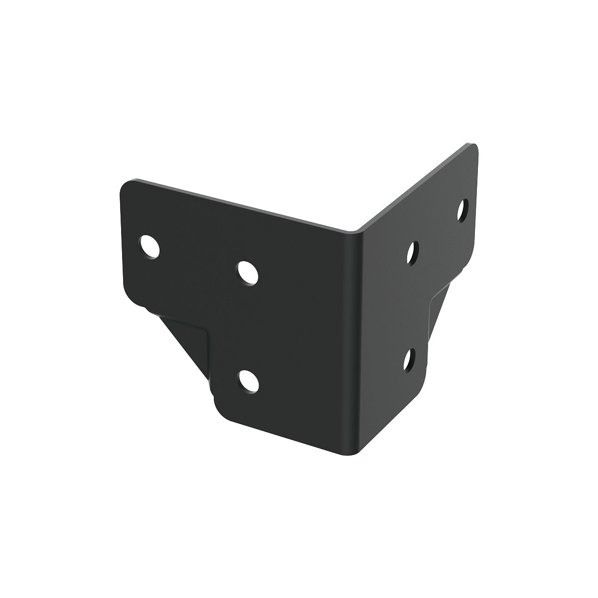 Soporte en L de 6 agujeros, acabado en zinc y negro, con radio de 5/64" 51.5mmX47mm, offset 1 3/16"