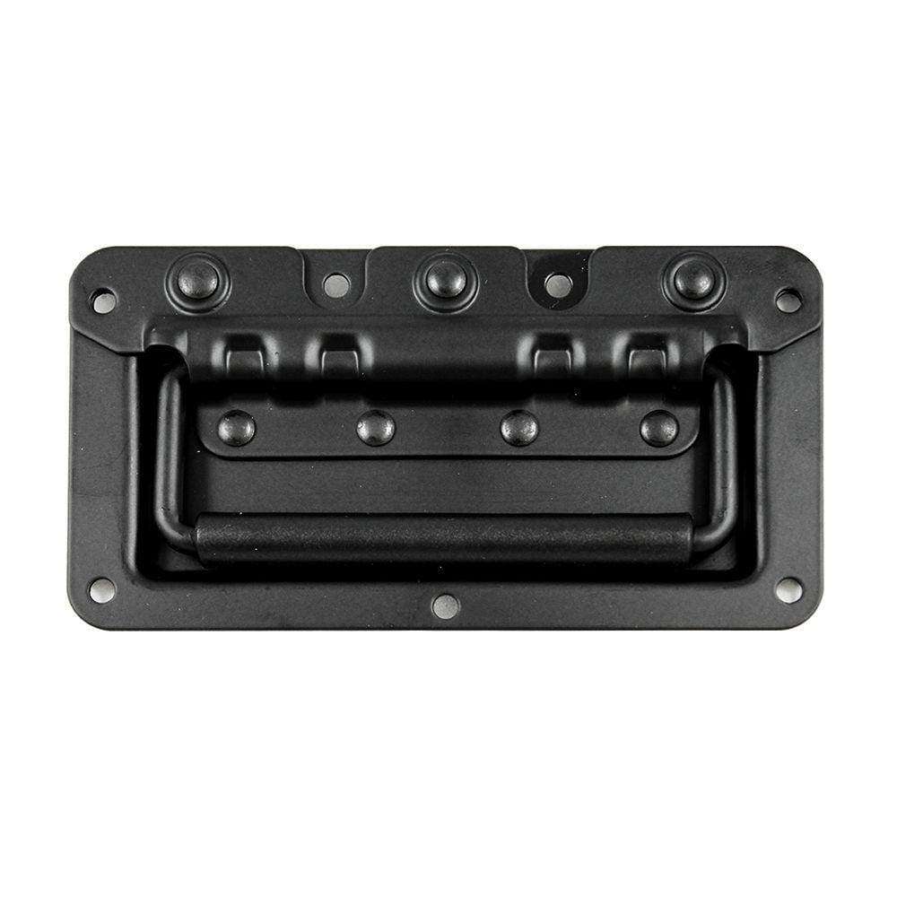 Manija de empotrar pequeño, agarre de goma de 12mm, doble resorte, profundidad 8mm terminación negro