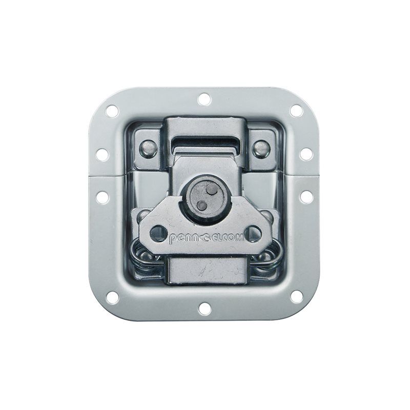Cierre giratorio de empotrar estilo mariposa mediano, terminación zinc, en plato plano profundo de 12.7mm, acero de 2mm